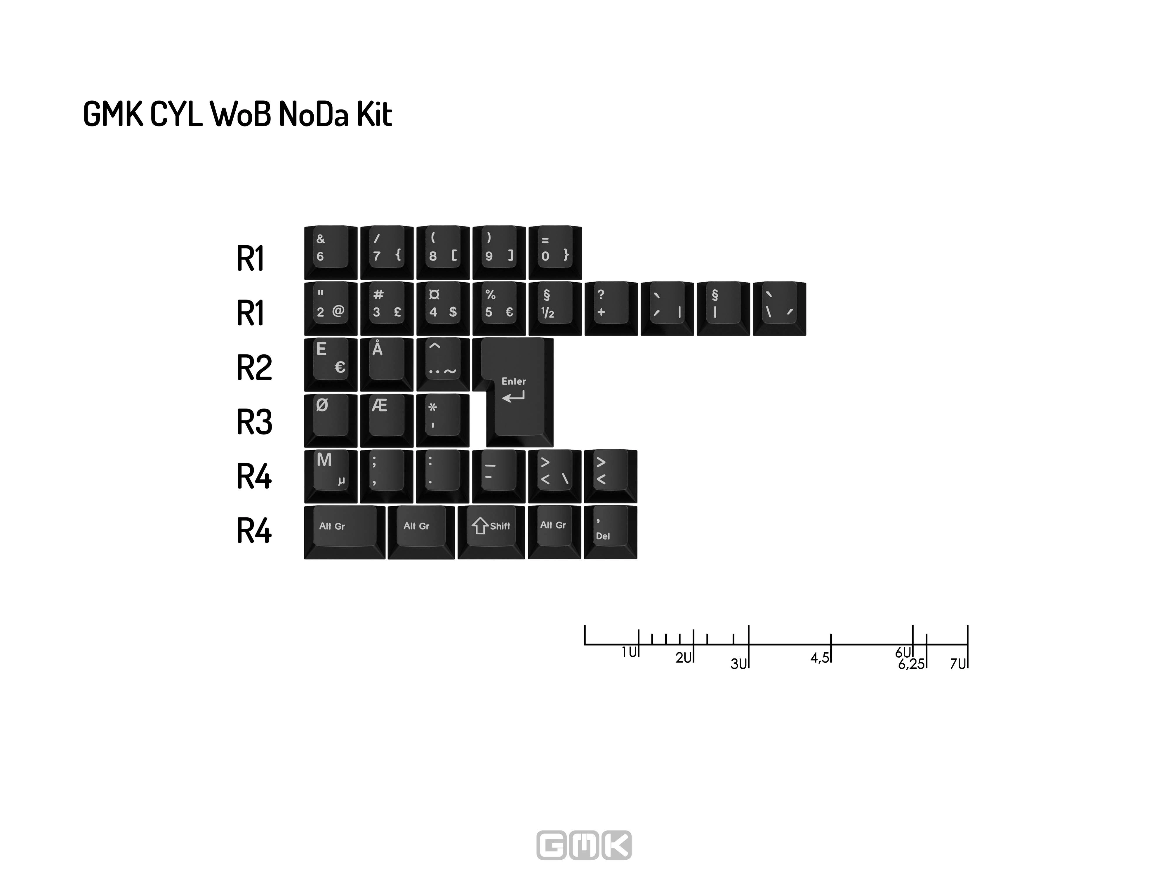 GMK CYL WoB | Classic White on Black Keycap Set